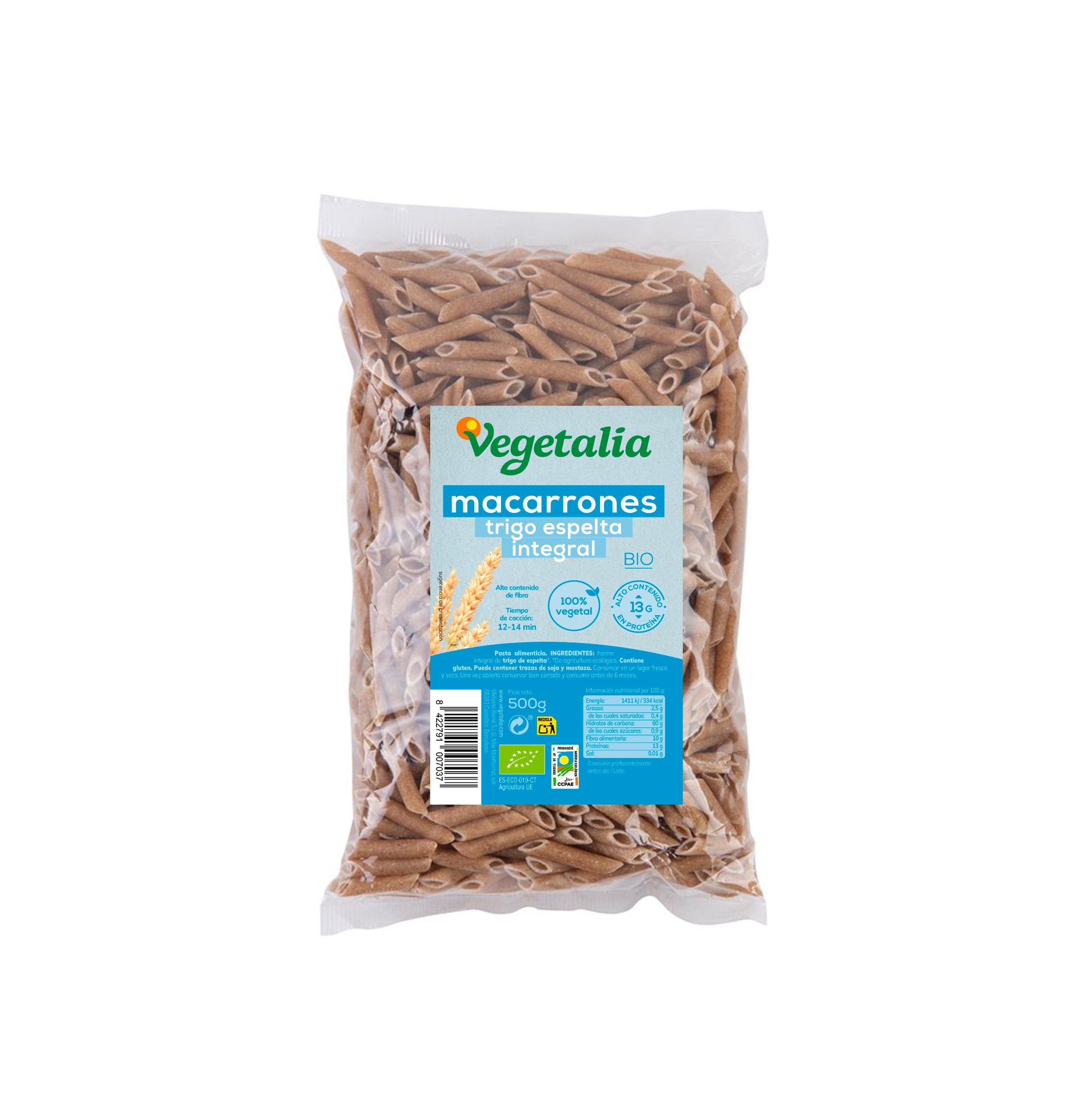Macarrones trigo espelta integral (500gr)